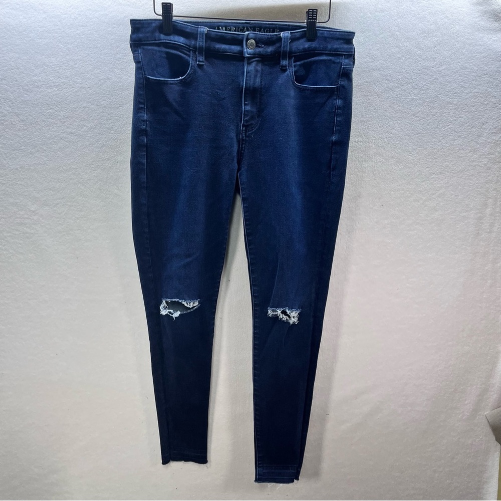 American Eagle Hi-Rise Jegging Jeans Womens 8 Blue Denim Super Stretch‎ 2827